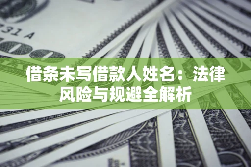 武汉借条未写借款人姓名：法律风险与规避全解析